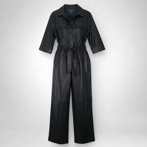 Cara Santana Apt. 9 Faux Leather Boilersuit Jumpsuit Womens XL Black Wide Leg